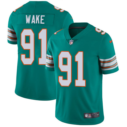 Nike Dolphins #91 Cameron Wake Aqua Green Alternate Men's Stitched NFL Vapor Untouchable Limited Jersey